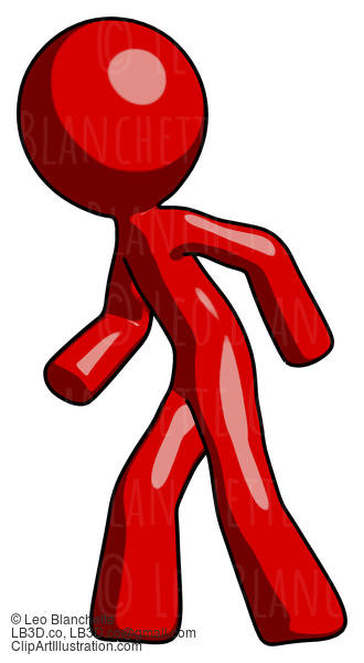 Red Design Mascot Man Suspense Action Pose Facing Left #10309