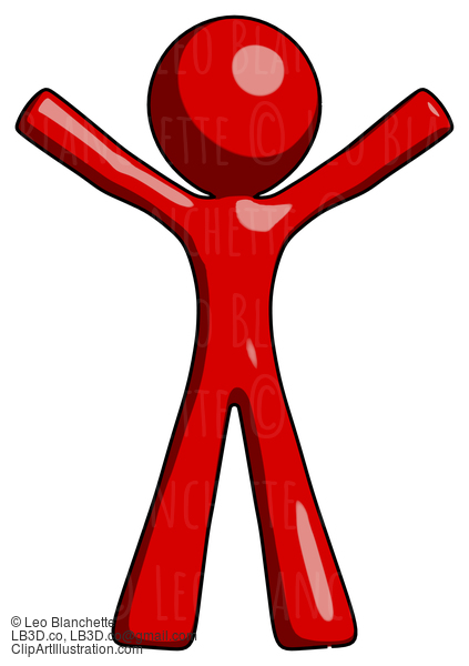 Red Design Mascot Man Surprise Pose, Arms And Legs Out #10318