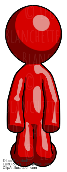 Red Design Mascot Man Kneeling Front Pose #10328