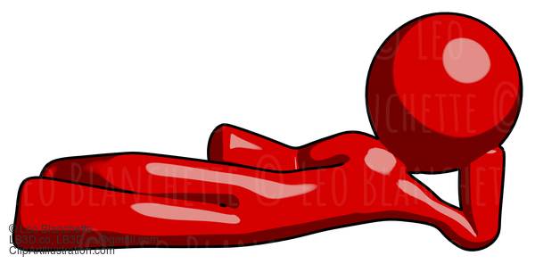 Red Design Mascot Man Reclined On Side #10331