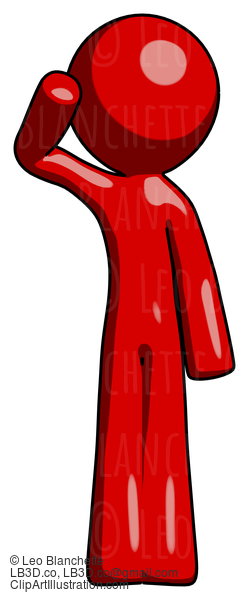 Red Design Mascot Man Soldier Salute Pose #10334