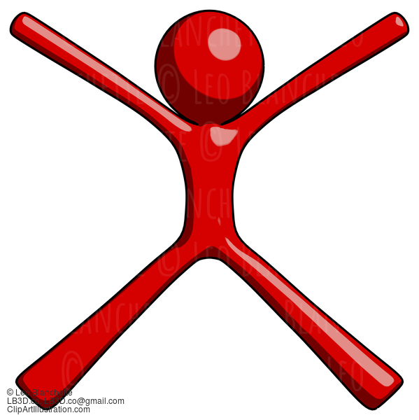 Red Design Mascot Man With Arms And Legs Stretched Out #10344