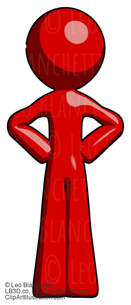 Red Design Mascot Man Hands On Hips #10367