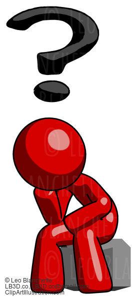 Red Design Mascot Man Thinker Question Mark Concept #10369