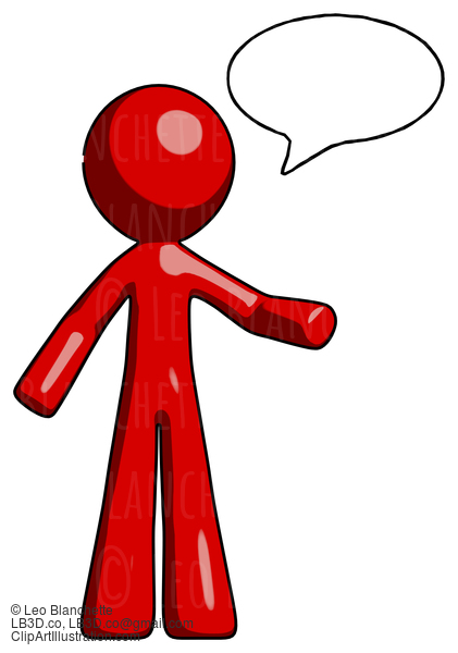 Red Design Mascot Man With Word Bubble Talking Chat Icon #10389