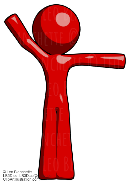 Red Design Mascot Man Directing Traffic Right #10394