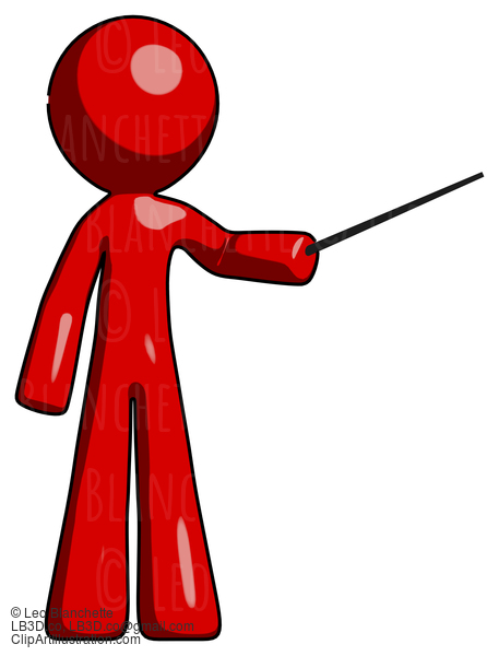 Red Design Mascot Man Teacher Or Conductor With Stick Or Baton Directing #10405