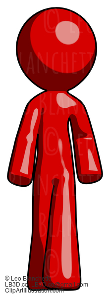 Red Design Mascot Man Walking Front View #10408