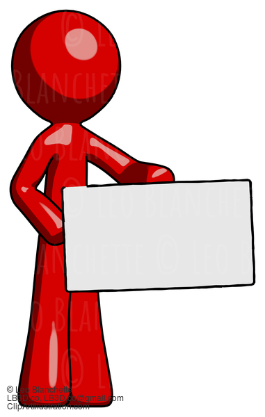 Red Design Mascot Man Presenting Large Envelope #10421