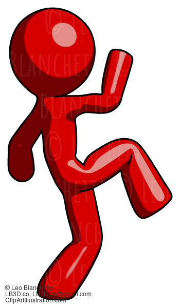 Red Design Mascot Man Kick Pose Start #10422