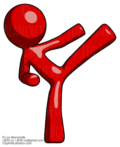 Red Design Mascot Man Ninja Kick Right #10429