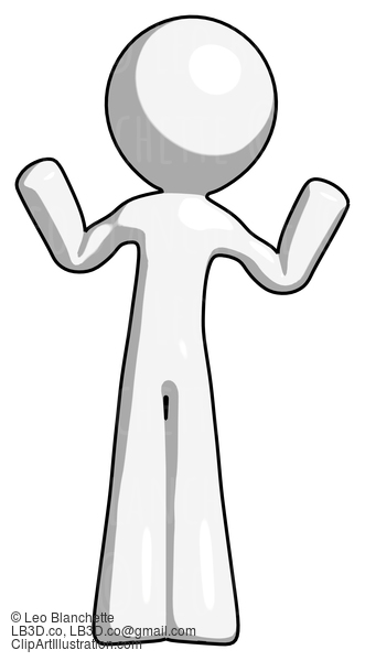 White Design Mascot Man Shrugging Confused #8912