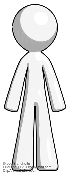 White Design Mascot Man Standing Facing Forward #8915