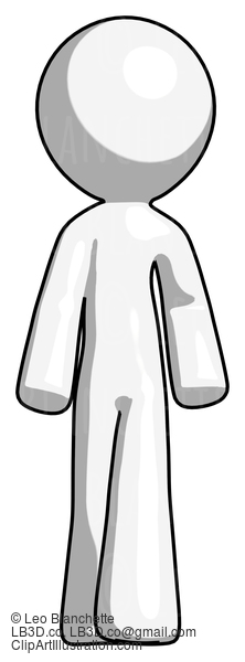 White Design Mascot Man Walking Front View #8927