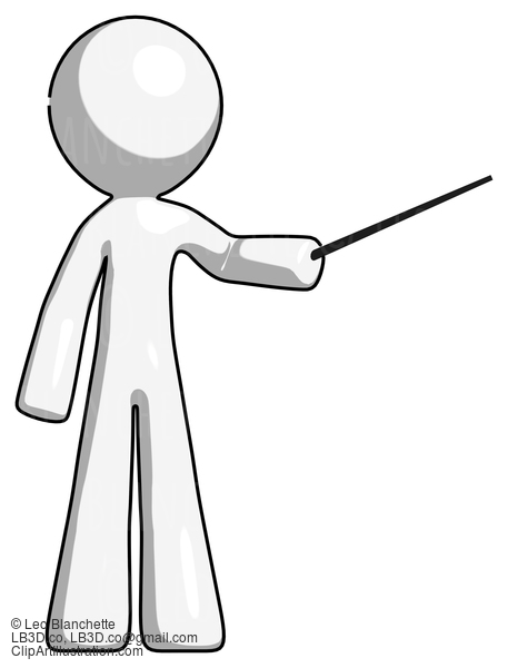 White Design Mascot Man Teacher Or Conductor With Stick Or Baton Directing #8929