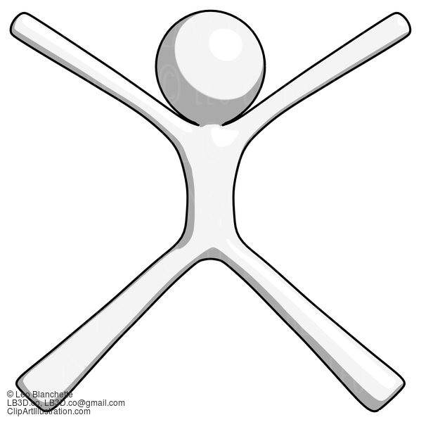 White Design Mascot Man With Arms And Legs Stretched Out #8937