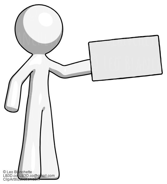 White Design Mascot Man Holding Large Envelope #8938