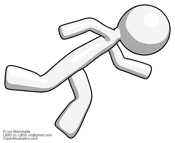 White Design Mascot Man Running While Falling Down #8962