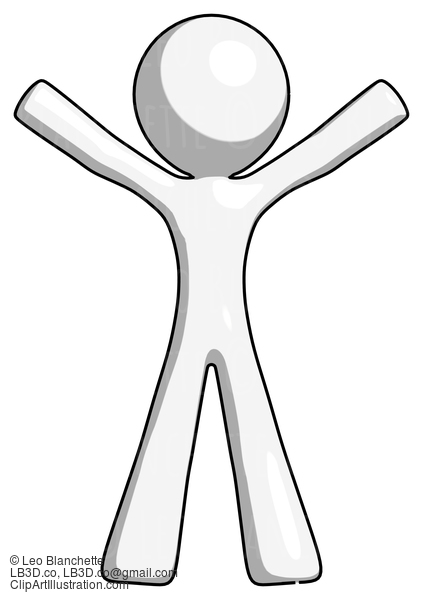 White Design Mascot Man Surprise Pose, Arms And Legs Out #8969