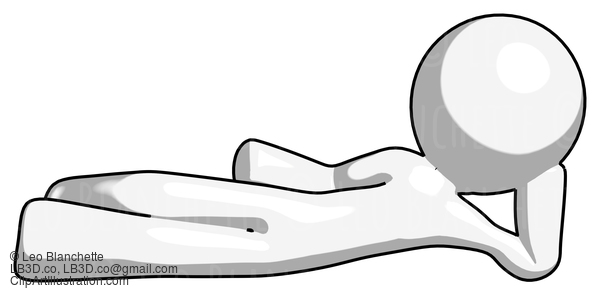 White Design Mascot Man Reclined On Side #8985