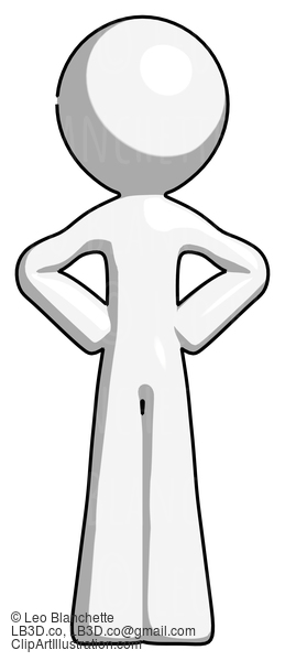 White Design Mascot Man Hands On Hips #8989