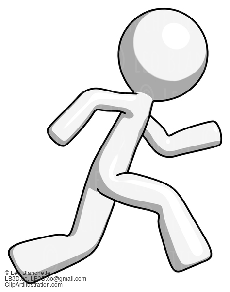 White Design Mascot Man Running Fast Right #9008