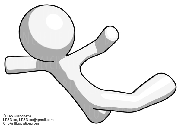 White Design Mascot Man Skydiving Or Falling To Death #9010