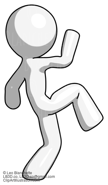 White Design Mascot Man Kick Pose Start #9022