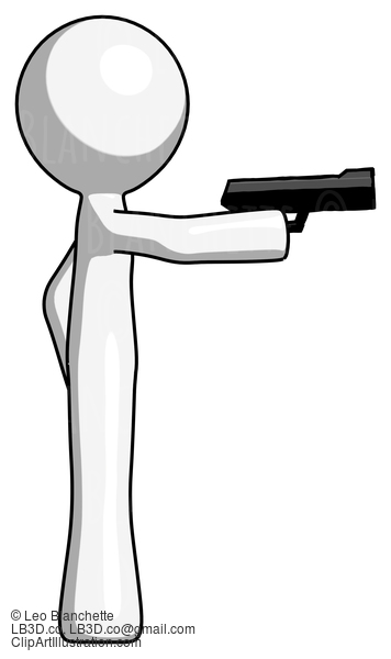 White Design Mascot Man Firing A Handgun #9032