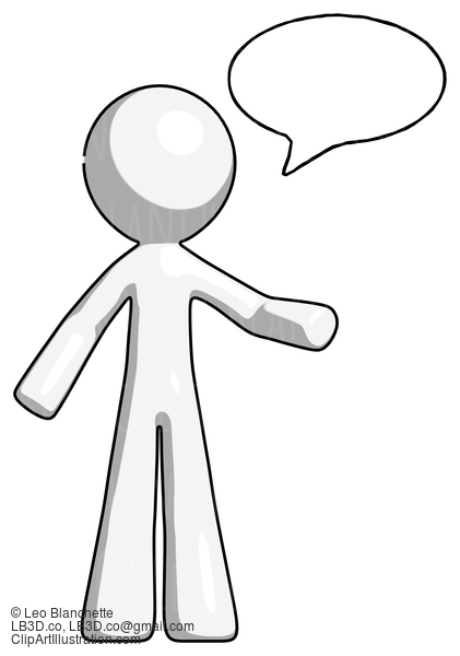 White Design Mascot Man With Word Bubble Talking Chat Icon #9037