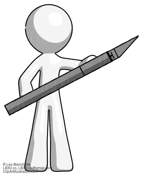 White Design Mascot Man Holding Large Scalpel #9040