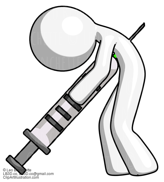 White Design Mascot Man Lethal Injection, Impaled On Syringe #9063