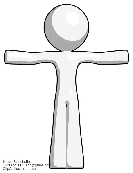 White Design Mascot Man T-Pose Arms Up Standing #9077