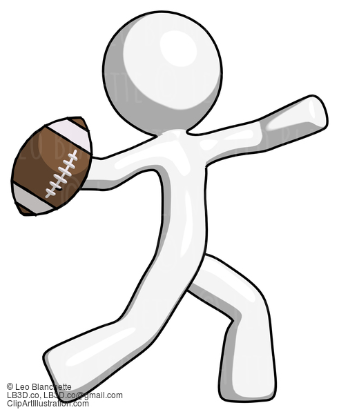 White Design Mascot Man Throwing Football #9096