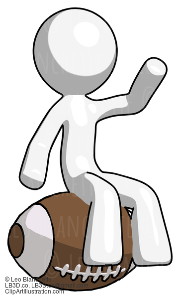 White Design Mascot Man Sitting On Giant Football #9116