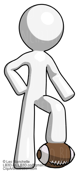 White Design Mascot Man Standing With Foot On Football #9142