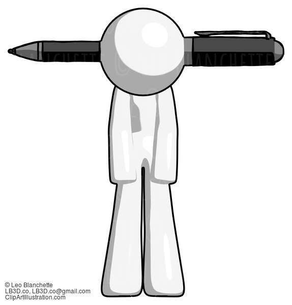 White Design Mascot Man Head Impaled With Pen #9150