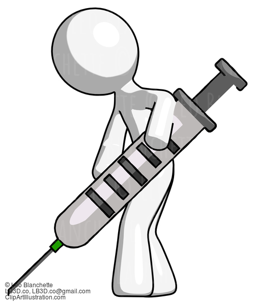 White Design Mascot Man Using Syringe Giving Injection #9169