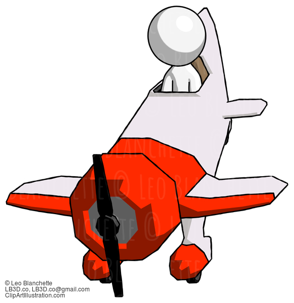 White Design Mascot Man In Geebee Stunt Plane Descending Front Angle View #9183