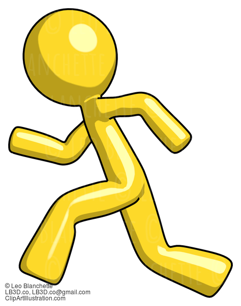 Yellow Design Mascot Man Running Fast Left #11044