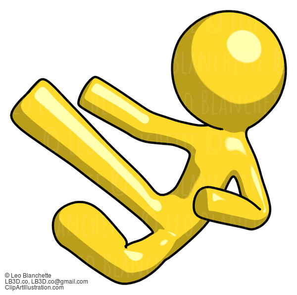 Yellow Design Mascot Man Flying Ninja Kick Left #11050