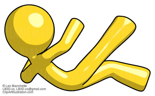 Yellow Design Mascot Man Falling Backwards #11057