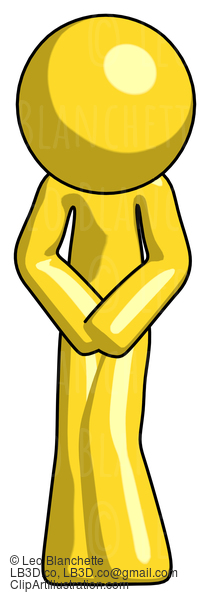 Yellow Design Mascot Bending Over Hurt Or Nautious #11060