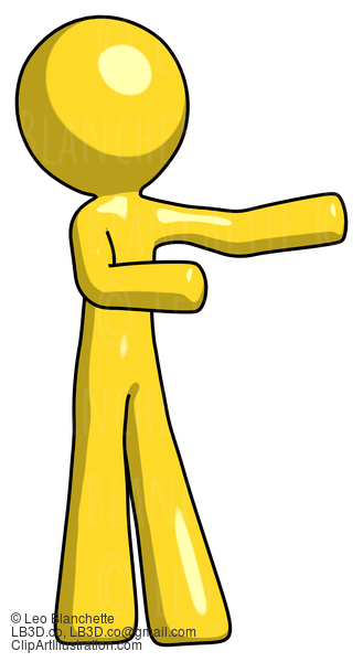 Yellow Design Mascot Man Presenting Something To His Left #11063