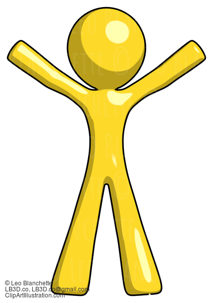 Yellow Design Mascot Man Surprise Pose, Arms And Legs Out #11071