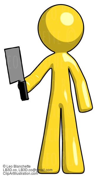 Yellow Design Mascot Man Holding Meat Cleaver #11081