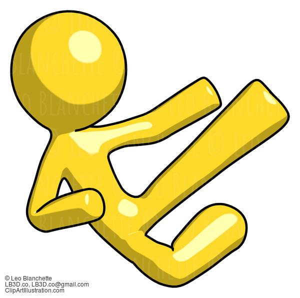 Yellow Design Mascot Man Flying Ninja Kick Right #11093