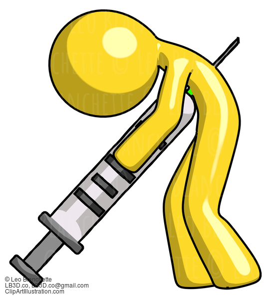 Yellow Design Mascot Man Lethal Injection, Impaled On Syringe #11099