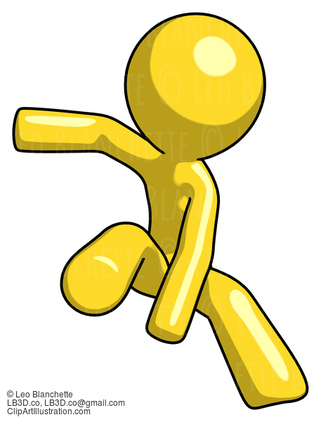 Yellow Design Mascot Man Action Hero Jump Pose #11105