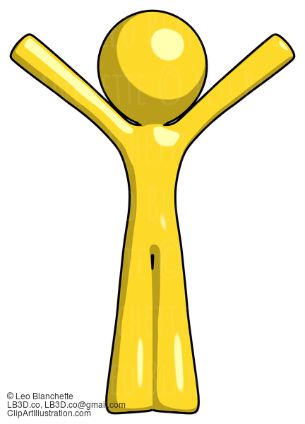 Yellow Design Mascot Man With Arms Out Joyfully #11106